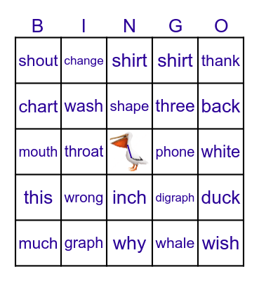 Diagraph Bingo! Bingo Card