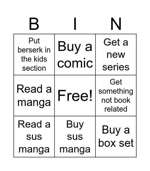 Have to get 3 at least Bingo Card