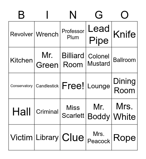 I Don't Have a CLUE Bingo Card