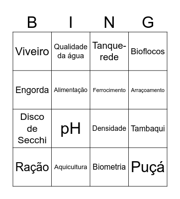 Aquicultura Bingo Card