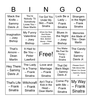 Rat Pack (2) Bingo Card