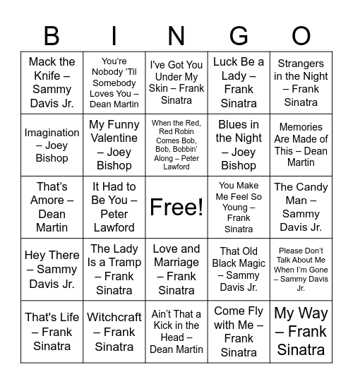 Rat Pack (2) Bingo Card
