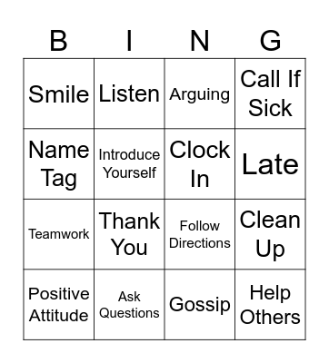 Sams first day Bingo Card