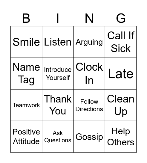 Sams first day Bingo Card