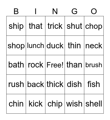 Digraph Review 1 Bingo Card