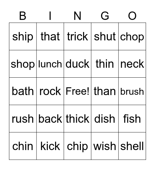 Digraph Review 1 Bingo Card