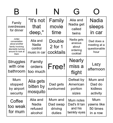 Holiday 2026 Bingo Card