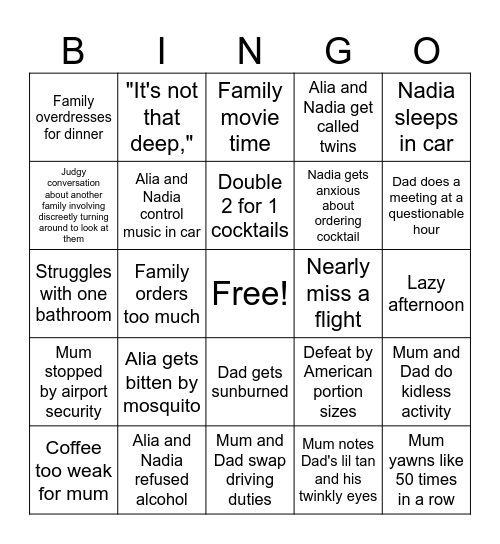 Holiday 2026 Bingo Card