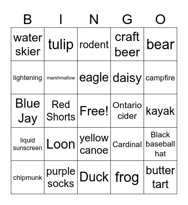 Papineau Lake Bingo Card