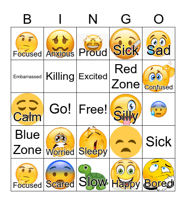 Zones of Regulation BINGO Card
