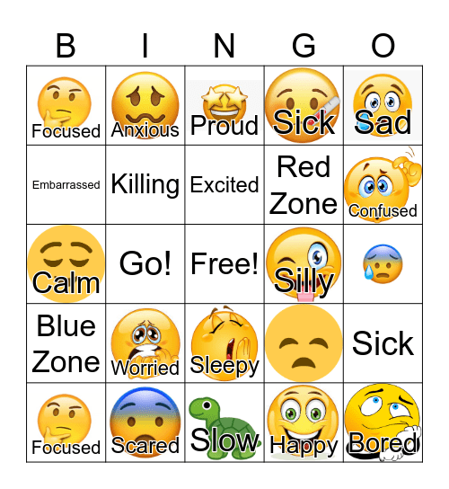 Zones of Regulation BINGO Card