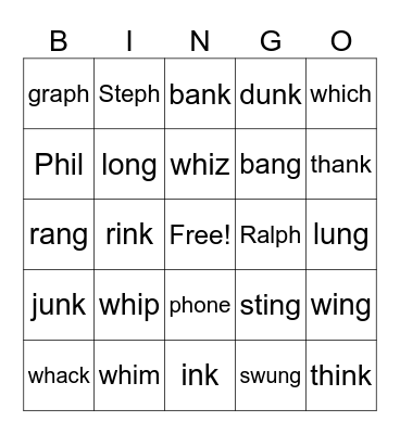 Digraph Review 2 Bingo Card