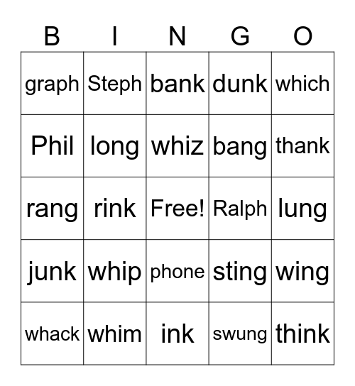 Digraph Review 2 Bingo Card