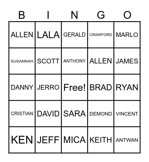 OUR FRIENDS AT ROGERS Bingo Card