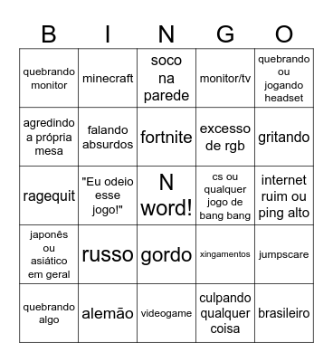 machos barbudos ficando putos com joguinho Bingo Card
