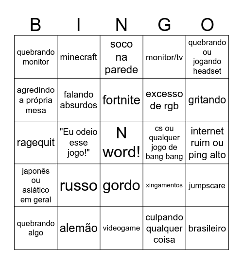 machos barbudos ficando putos com joguinho Bingo Card