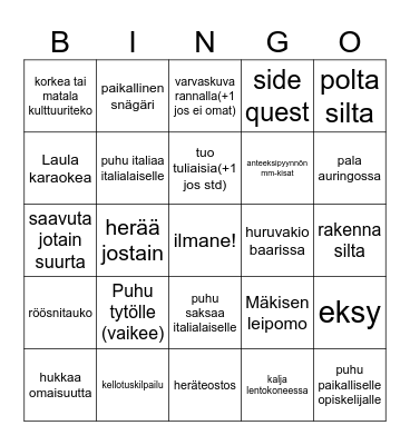 italia bingo Card