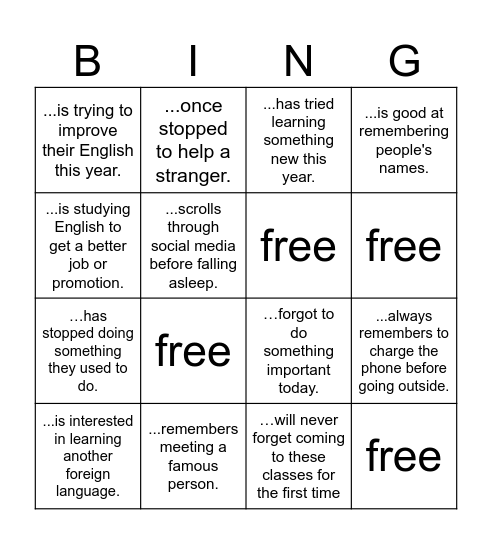 Untitled Bingo Card