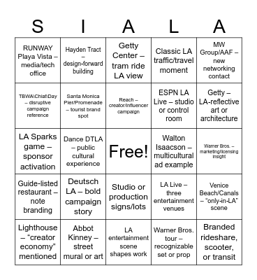 SIALA26 BINGO Card