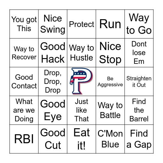 Travel Baseball Bingo Card