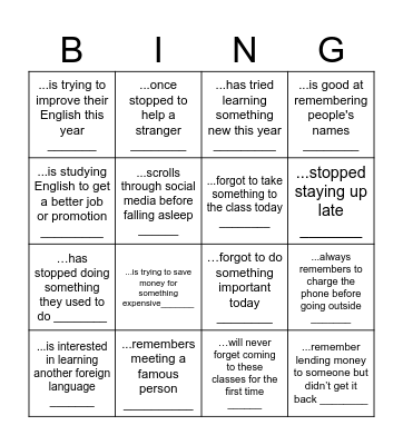 Untitled Bingo Card