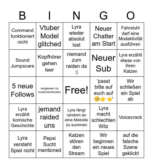 Lyras Stream-Bingo Card