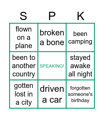 Have you ever...? Bingo Card