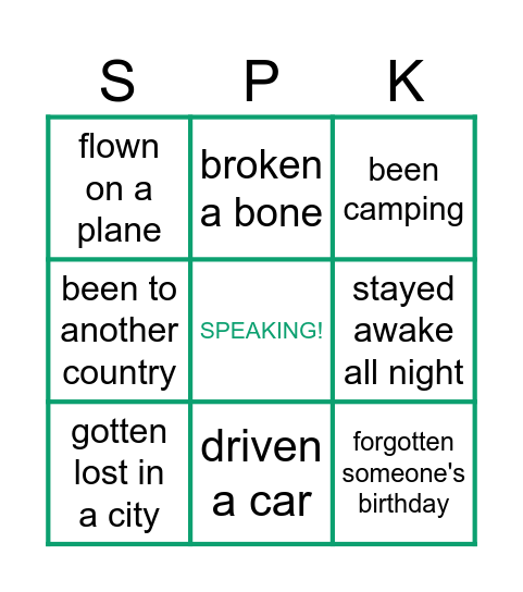Have you ever...? Bingo Card