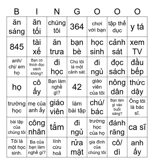 TIMES Bingo Card