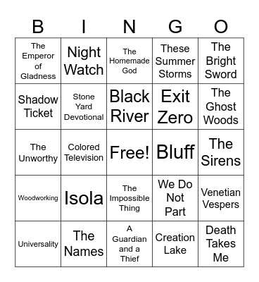 LituraturFest Book Bingo Card