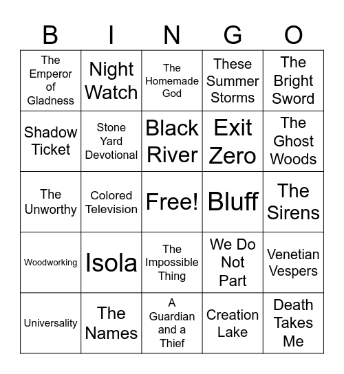 LituraturFest Book Bingo Card