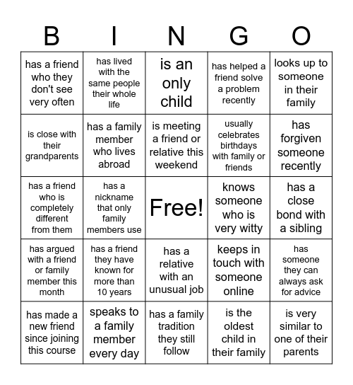 Find someone who... Bingo Card