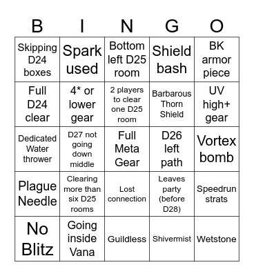 Spiral Knights Public FSC Bingo Card