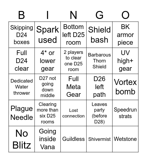 Spiral Knights Public FSC Bingo Card