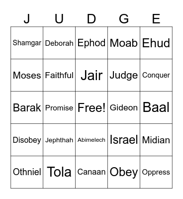 Judge Bingo Card