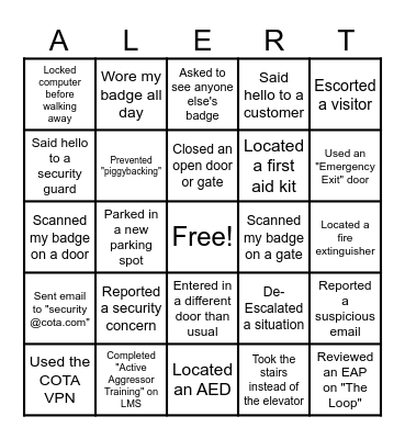 Risk Assessment Bingo Card