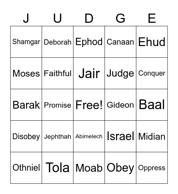 Judge Bingo Card