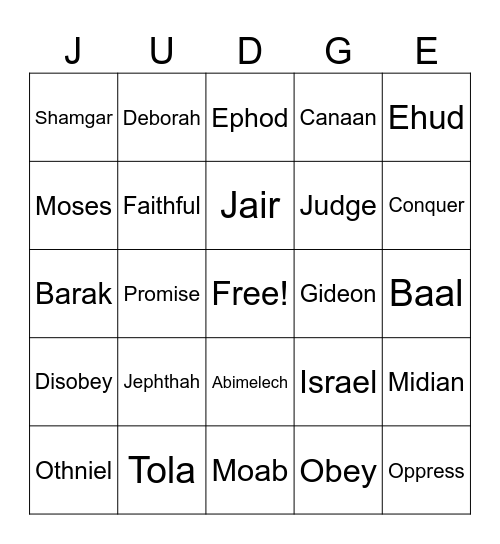 Judge Bingo Card