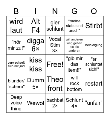 Bennöse Isaac Bingo Card