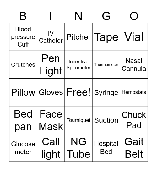 Medical Terminology Bingo Card