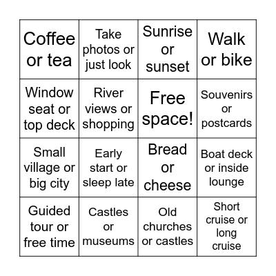 Rhine River Bingo Card