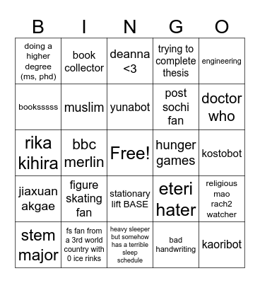 Chinese Nebelhorn Bingo Card