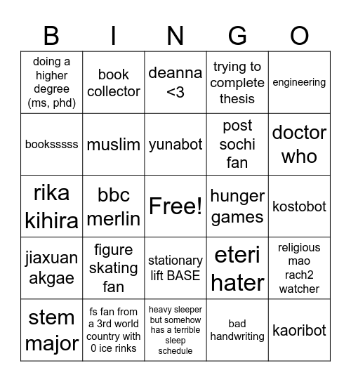 Chinese Nebelhorn Bingo Card