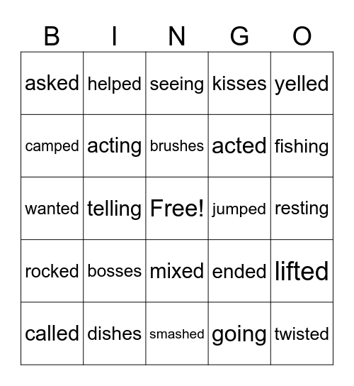 Longer Words 1 Bingo Card
