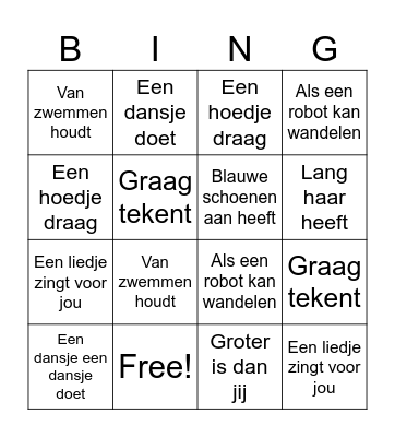 Bingo: Zoek iemand die... Bingo Card