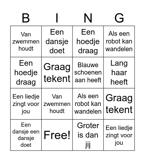 Bingo: Zoek iemand die... Bingo Card