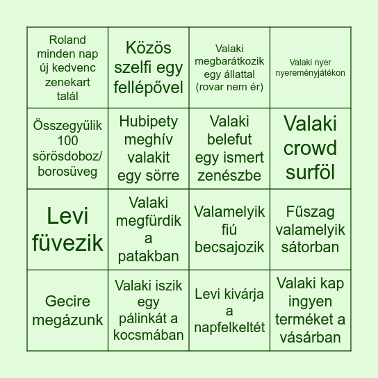 Művölgy Bingó Bingo Card