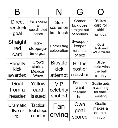 World Cup BINGO Card