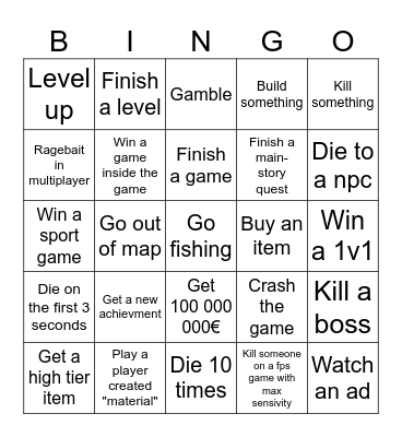 Games Bingo Card