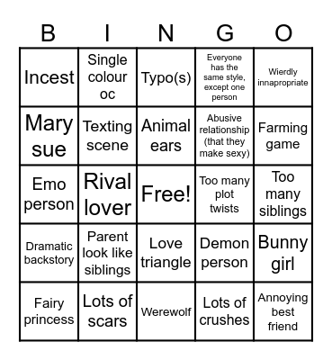 Gacha mini movie bingo Card